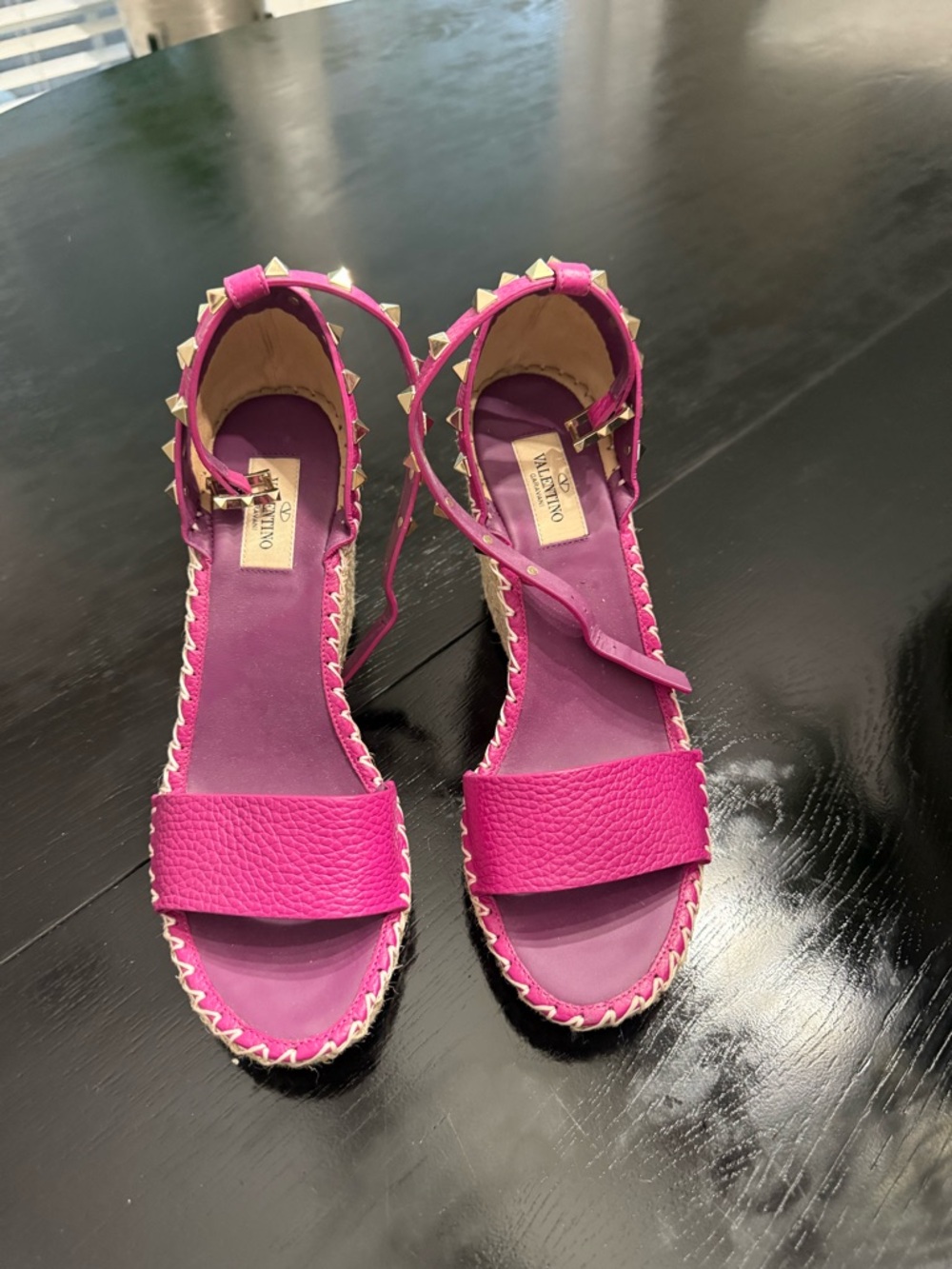 Valentino Fuchsia Studded Ankle-Strap Sandals